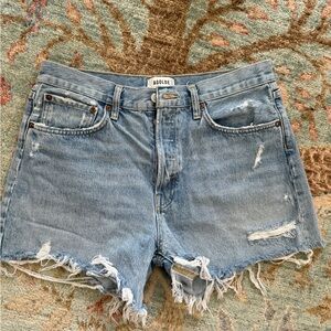 Agolde Blue Jean Shorts Distressed High-Waisted